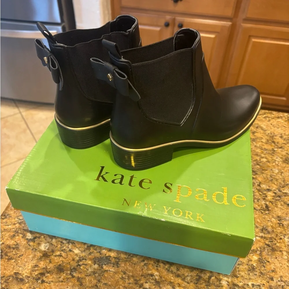 kate Spade Black Boots with Gold Trim